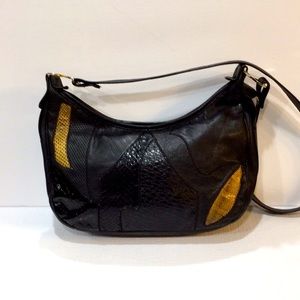 Snakeskin & Italian leather patchwork shou…